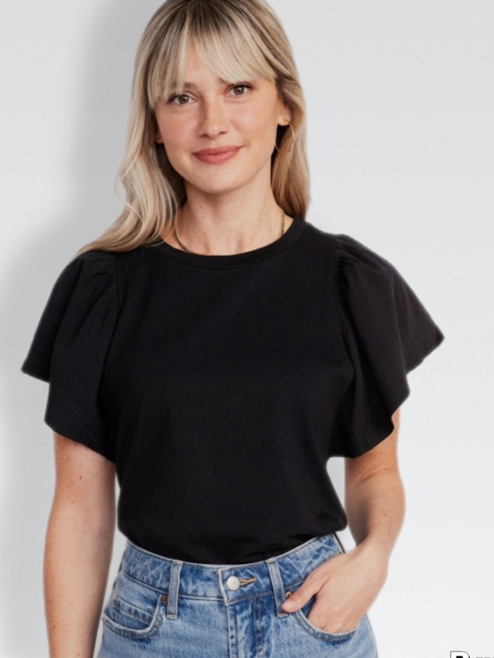 NWTBlack Flutter Sleeve Tee
